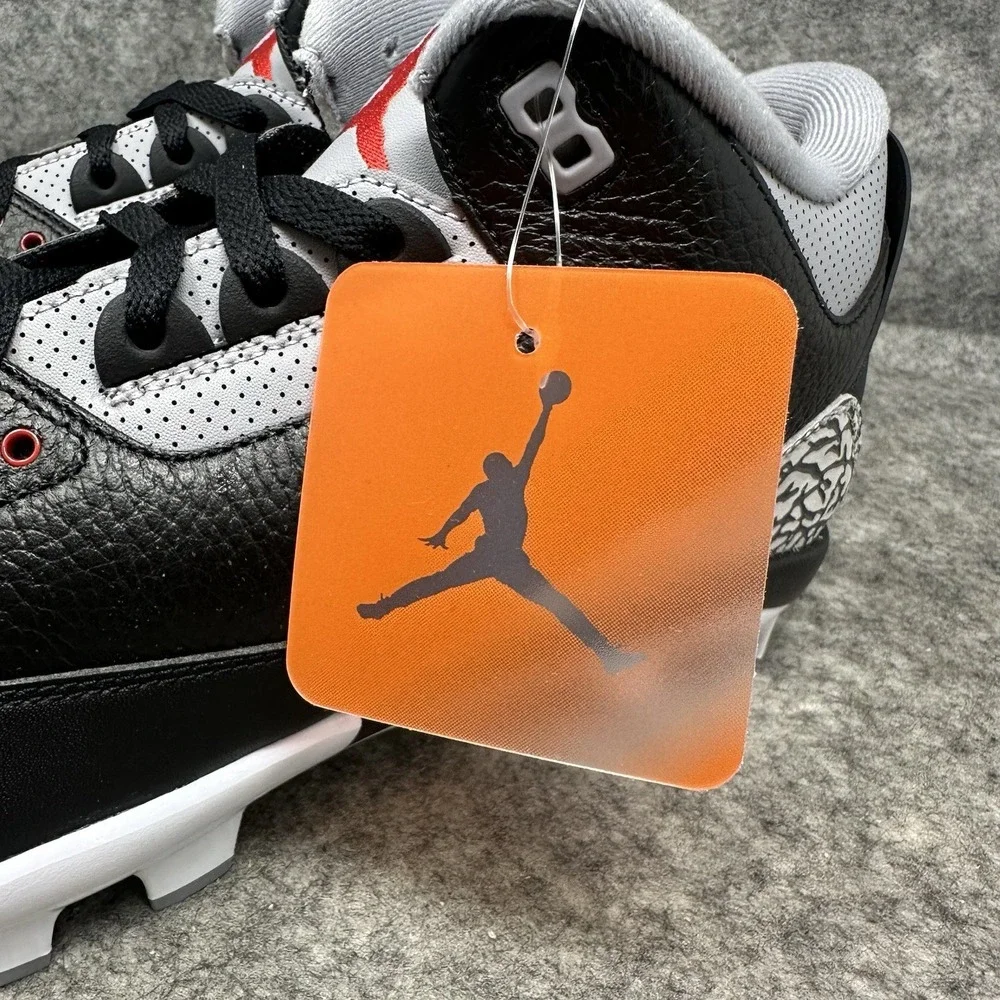 Nike Air Jordan 3 Retro MCS Baseball Cleats Mens 16 Black Cement Red FZ8627-001